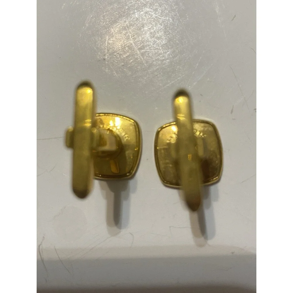 Gray Mother Of Pearl Shell Square Gold Tone Men's Jewelry Cufflinks